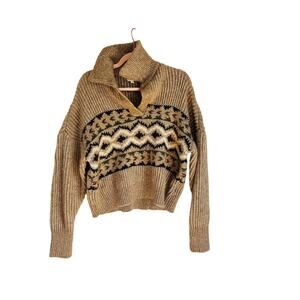 Cozy‎ Henley Shawl Collar Fair Isle Soft Womens Size Medium
